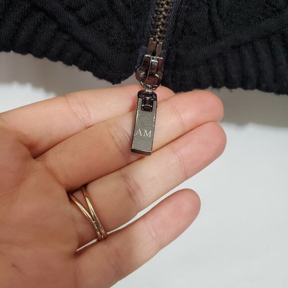 Alberto Makali | Wool Blend Mixed Media Faux Leather Trim Full Zip Bomber Jacket - Picture 10 of 12